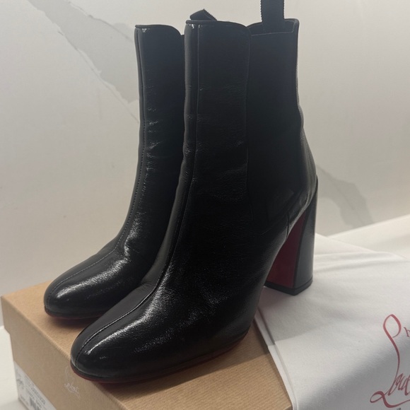 Christian Louboutin Black and Red Heeled Boots - Picture 1 of 10